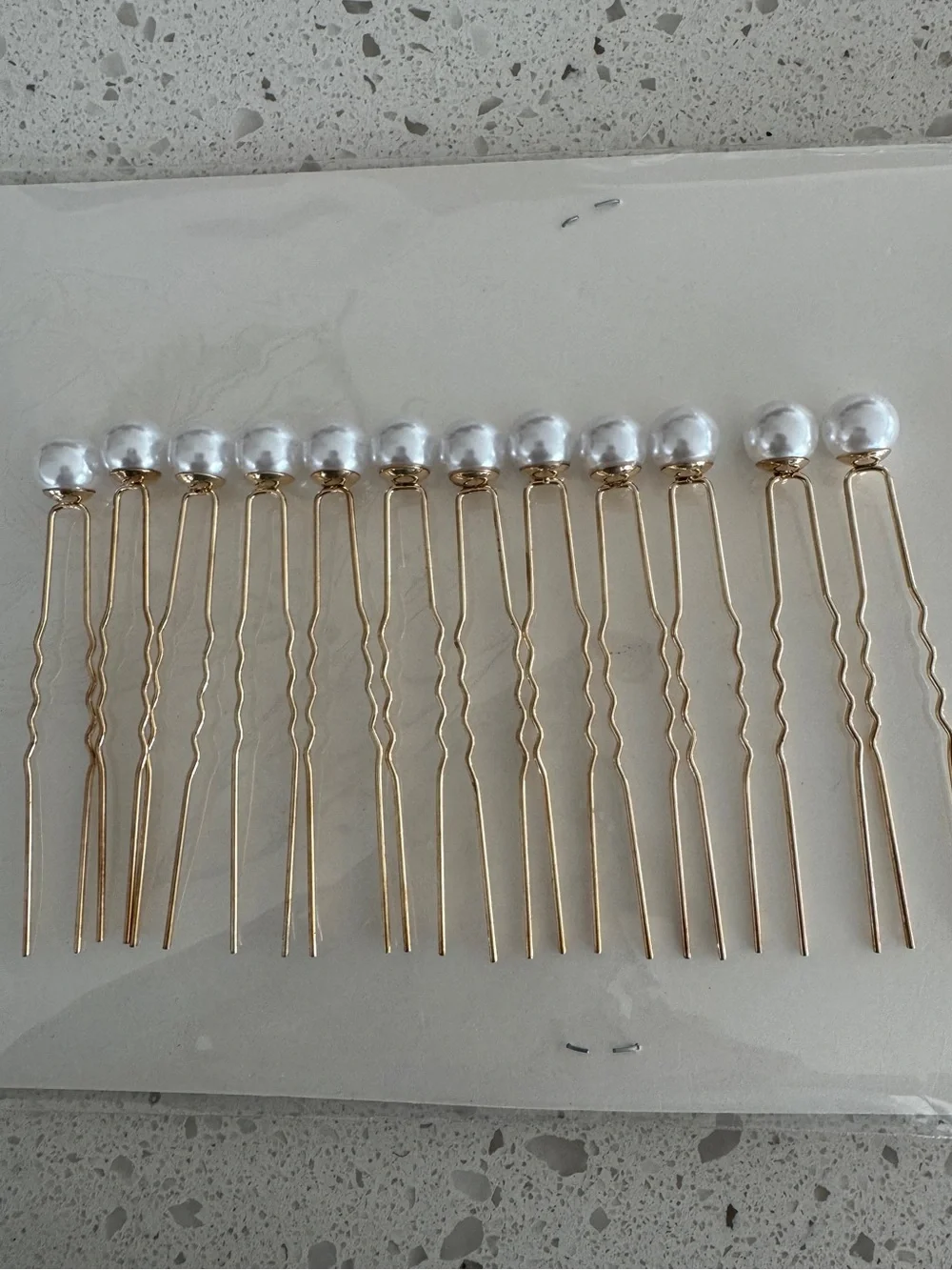 Faux Pearl Top Gold-Tone Hair Pins - Set of 12 - New